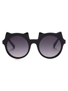 DIFF Lucky Cat Sunglasses Black Frame Grey Gradient Lens NIB